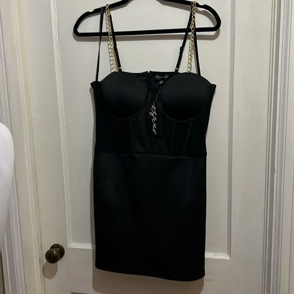 Free Shipping! Say What women's XL Black Club Dress Goth Metal Punk New w/ Tags! - Picture 2 of 8